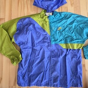 Vintage Nike Colorblock Windbreaker Jacket - Blue and Green Size Medium